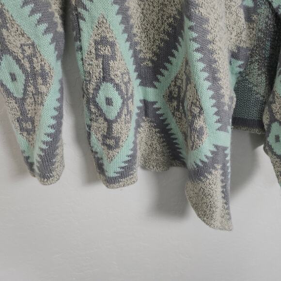 Debut Women Aztec Tribal Open Front Knit Boho Sweater Cardigan Southwestern S/M - Picture 11 of 13